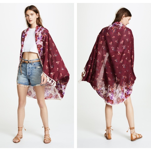 Free People Bali Wrapped in Blooms Kimono Wrap OS - Picture 3 of 8